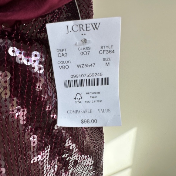 NWT J. Crew Sparkling Sequin Lined V-Neck Tank- Burgundy sz M - Picture 4 of 6